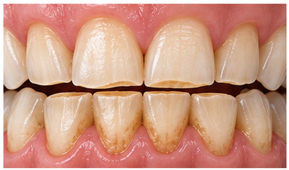 Denti davanti con i bordi consumati e appiattiti